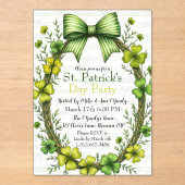 Clover & Bow St. Patrick’s Day Party Design Acryl Uitnodigingen (Voorkant)
