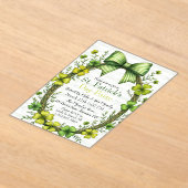Clover & Bow St. Patrick's Day Feest Design Acryl Uitnodigingen (Laagn)