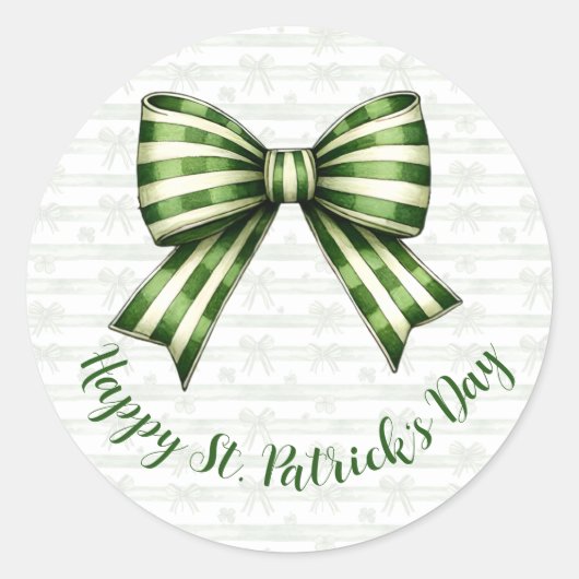 Clover & Bow St. Patrick's Day Feest Design Ronde Sticker (Voorkant)