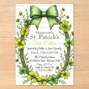 Clover & Bow St. Patrick's Day-feestdesign Acryl Uitnodigingen
