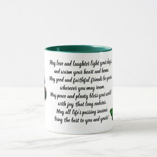 Clover Butterfly Irish Blessing Mok (Midden)