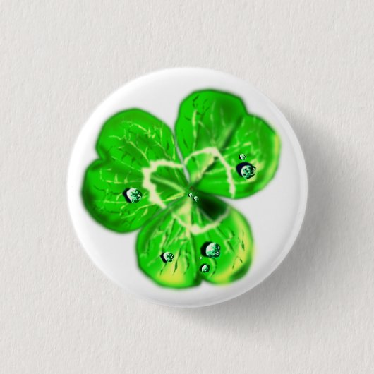 Clover-Button met dauwdruppels Ronde Button 3,2 Cm (Voorkant)