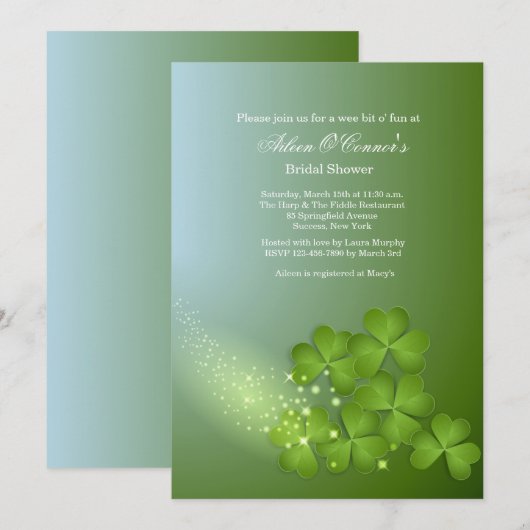 Clover Cascade Invitation Kaart (Voorkant / Achterkant)