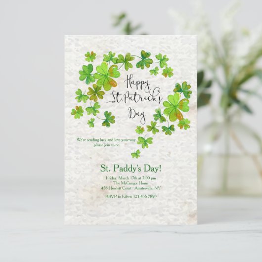 Clover Cascade St. Patrick's Uitnodiging (Staand voorkant)