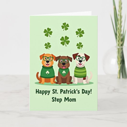 Clover Dogs Pattern Holiday Card Kaart (Voorkant)