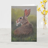 Clover Eater Bunny Rabbit Wenskaart Kaart (Gele Bloem)