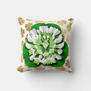 Clover Flower & Gold Shamrocks Kussen