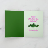 Clover Flowers St. Patricks Day Birthday Kaart (Binnen)
