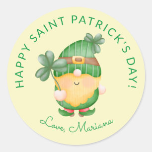 Clover Gnome Happy Saint Patricks Day Favors Ronde Sticker