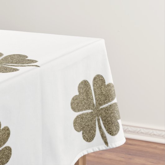 Clover Good Luck Symbol Gold Kijk uit Elegant Patr Tafelkleed (Voorbeeld)