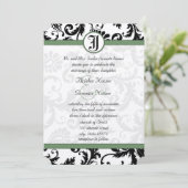 Clover Green Damask Swirls Wedding Invitation Kaart (Staand voorkant)