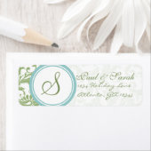 Clover Green en Aqua Blue Wedding Label (Insitu)