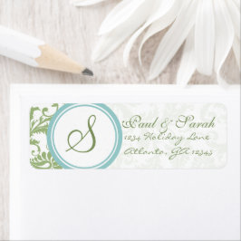 Clover Green en Aqua Blue Wedding Label