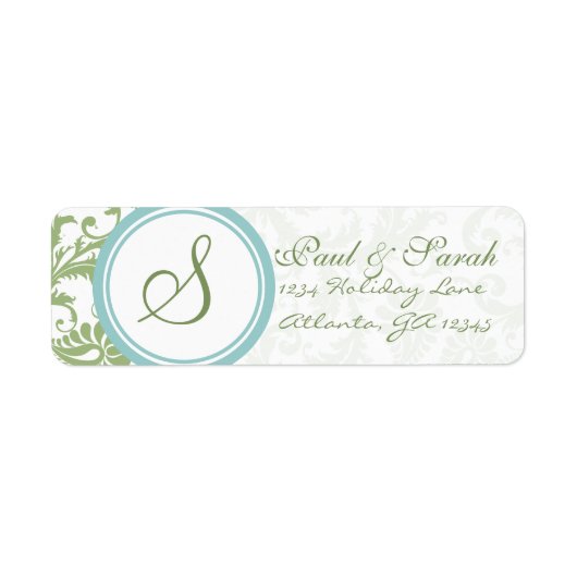 Clover Green en Aqua Blue Wedding Label (Voorkant)