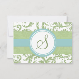 Clover Green en Aqua Damask Wedding RSVP