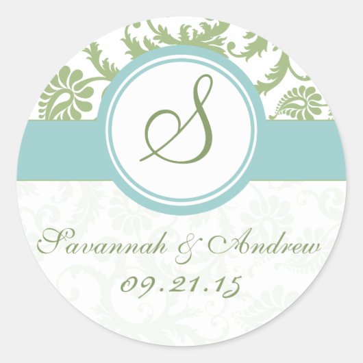 Clover Green en Aqua Wedding Sticker (Voorkant)