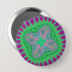 Clover Green Flower Ronde Button 4,0 Cm