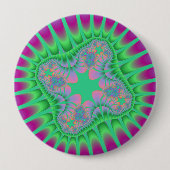Clover Green Flower Ronde Button 4,0 Cm (Voorkant)