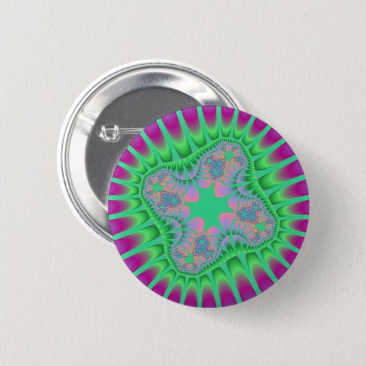 Clover Green Flower Ronde Button 5,7 Cm (Voorkant /achterkant)
