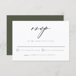 CLOVER Green Minimalist Script Weddenschap RSVP-ka Kaart