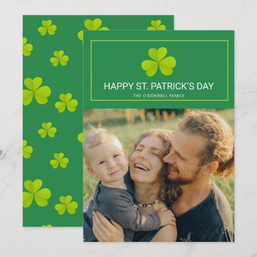 Clover Green St. Patrick's Day Photo Card (Voorkant / Achterkant)
