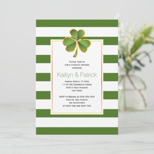 Clover, groene strepen, Ierse trouwparen douchen Kaart (Staand voorkant)