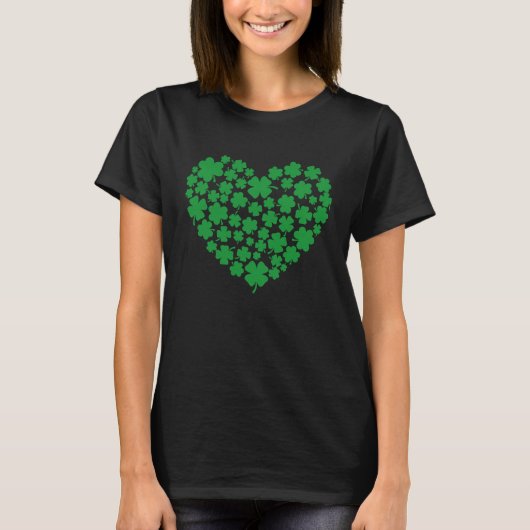 Clover heart lucky, St Patrick's day, good luck, g T-shirt (Voorkant)