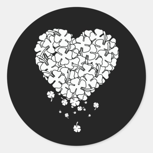 Clover Heart Ronde Sticker (Voorkant)