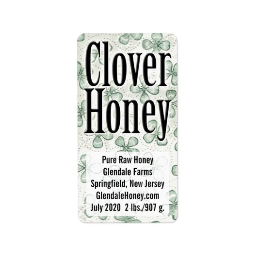 Clover Honey Jar - Gepersonaliseerd product Etiket (Voorkant)