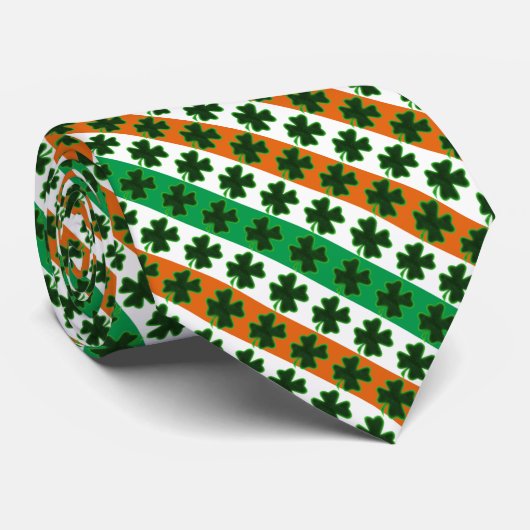 Clover Ierse strepen St. Patrick's Day Stropdas (Opgerold)