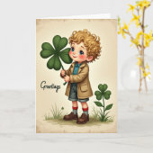 Clover Jongen Vintage Stijl Kaart (Gele Bloem)