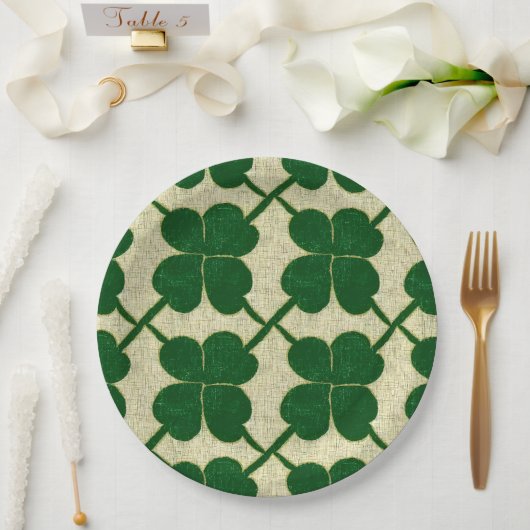 Clover Lattice Linnen Papieren Bordje (Huwelijk)