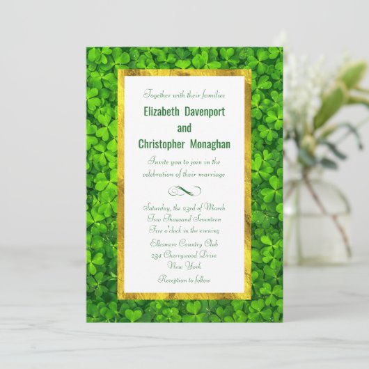Clover Leaf Field met FAUX Gold Foil Lijst Kaart (Staand voorkant)