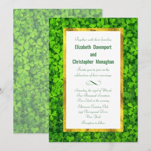 Clover Leaf Field met FAUX Gold Foil Lijst Kaart (Voorkant / Achterkant)
