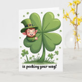 Clover Leprechaun Luck Art Card Kaart (Gele Bloem)