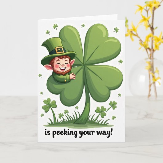 Clover Leprechaun Luck Art Card Kaart (Gele Bloem)