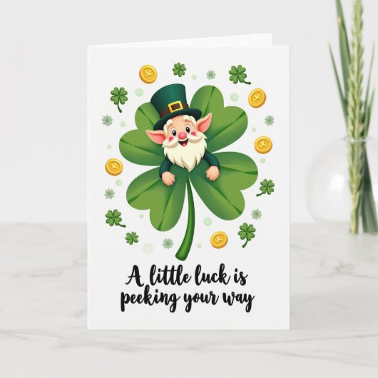 Clover Leprechaun Luck Card Kaart (Voorkant)
