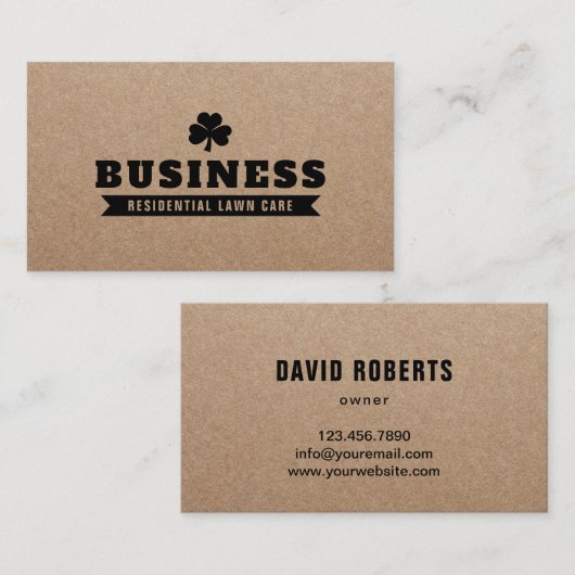 Clover Logo Rustic Kraft Visitekaartje (Voorkant / Achterkant)