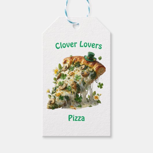 Clover Lovers Pizza St. Patrick's Day Cadeaulabel (Voorkant)