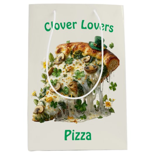 Clover Lovers Pizza St. Patrick's Day Medium Cadeauzakje (Voorkant)