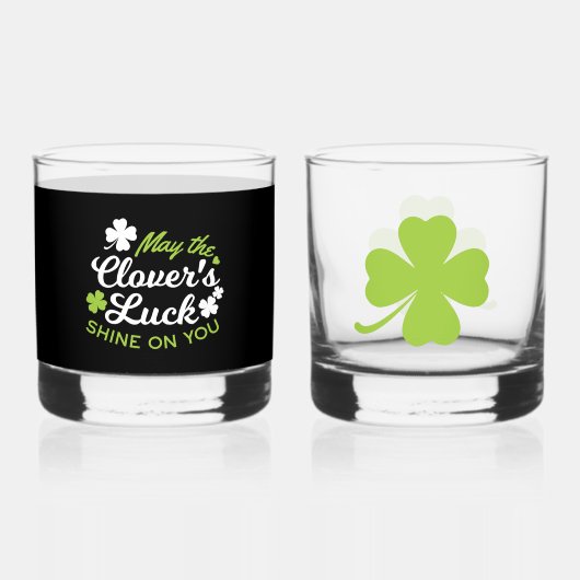 Clover Luck Charm: May the Clover's Luck Shine Whisky Glas (Voorkant)