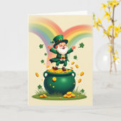 Clover Luck Kabouter Scènekaart Kaart (Gele Bloem)