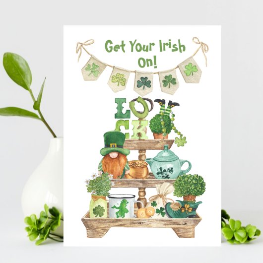 Clover Luck Leprechaun Irish St Patricks Day Kaart
