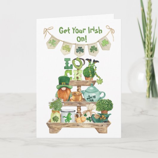 Clover Luck Leprechaun Irish St Patricks Day Kaart (Voorkant)