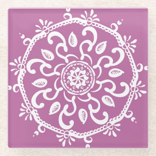 Clover Mandala Glazen Onderzetter (Voorkant)