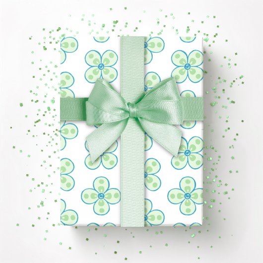 Clover Moroccan Quatrefoil in Green and Aqua Cadeaupapier