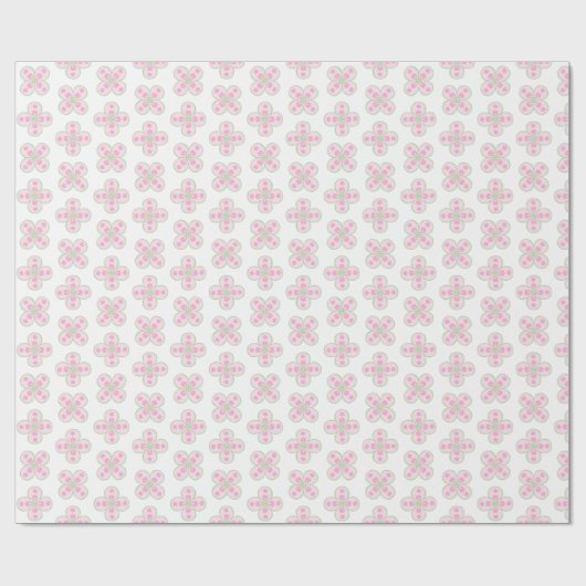 Clover Moroccan Quatrefoil in Pink and Green Cadeaupapier (Vlak)