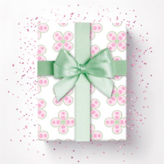 Clover Moroccan Quatrefoil in Pink and Green Cadeaupapier