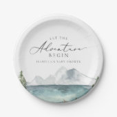 CLOVER Mountain Lake Adventure Baby shower Papieren Bordje (Voorkant)