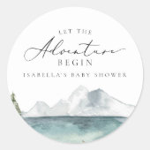 CLOVER Mountain Lake Adventure Baby shower Ronde Sticker (Voorkant)